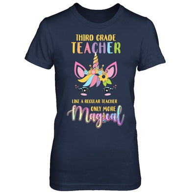 3rd Third Grade Teacher Cute Magical Unicorn Gift-T-Shirt & Hoodie-Women's T-Shirt-Navy
