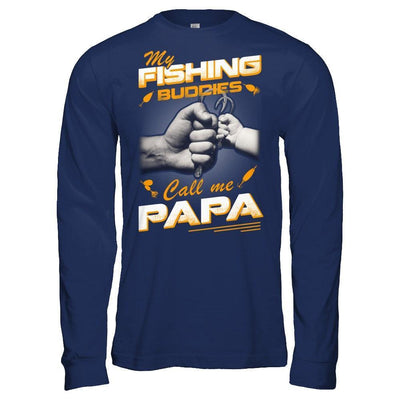 My Fishing Buddies Call Me Papa-T-Shirt & Hoodie-Long Sleeve T-Shirt-Navy