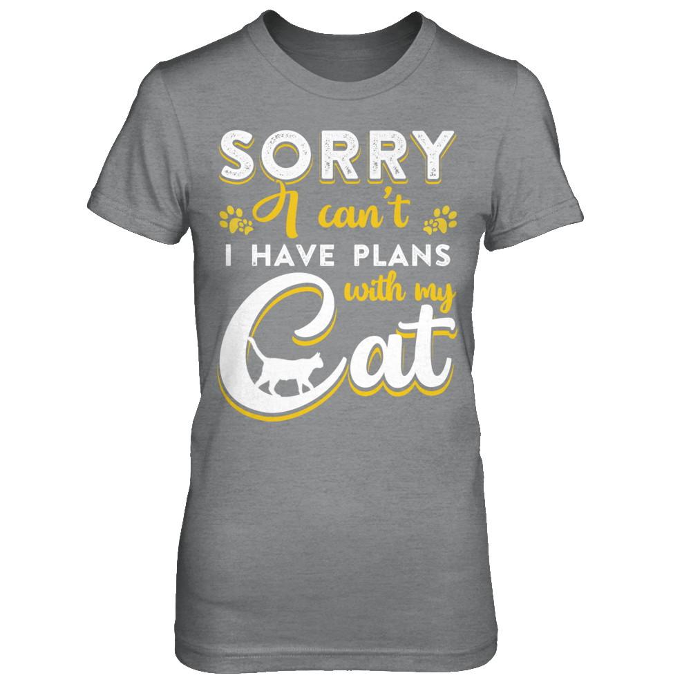 Sorry I Can't I Have Plans With My Cat-T-Shirt & Hoodie-Women's T-Shirt-Sport Grey