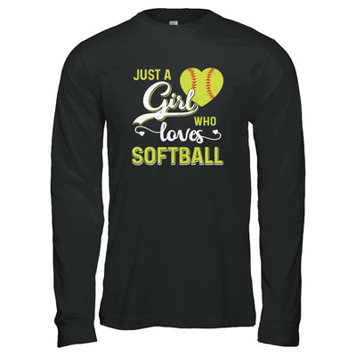 Just A Girl Who Loves Softball-T-Shirt & Tank Top-Long Sleeve T-Shirt-Black
