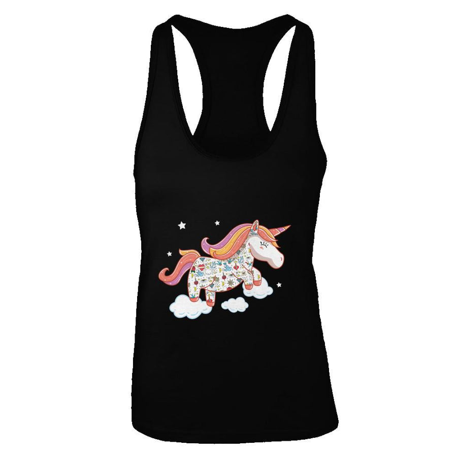 Tattooed Girl Unicorn Tattoos-T-Shirt & Tank Top-Women's Ideal Racerback Tank-Black