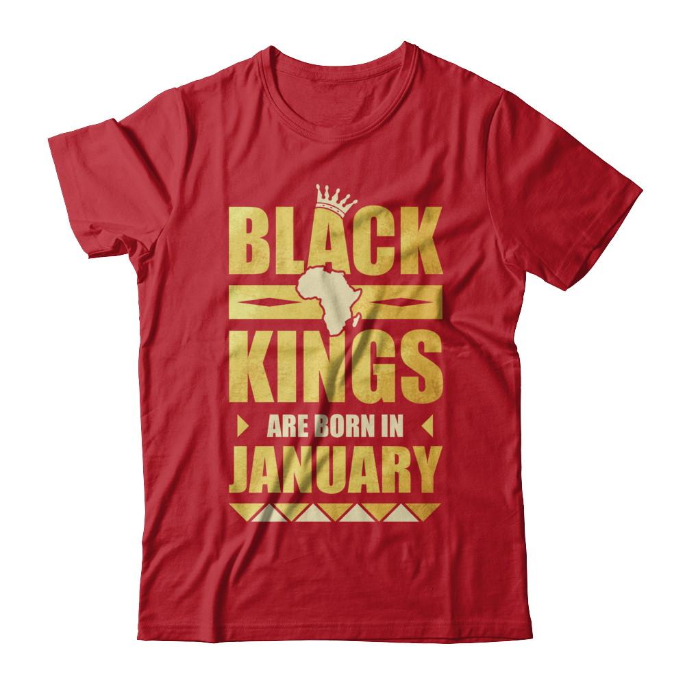 Black Kings Are Born In January Birthday-T-Shirt & Hoodie-Classic T-Shirt-Red