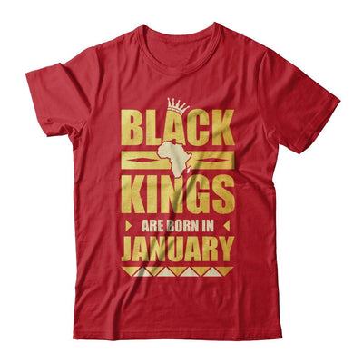 Black Kings Are Born In January Birthday-T-Shirt & Hoodie-Classic T-Shirt-Red