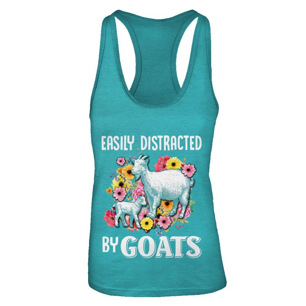 Easily Distracted By Goats-T-Shirt & Tank Top-Women's Ideal Racerback Tank-Tahiti Blue