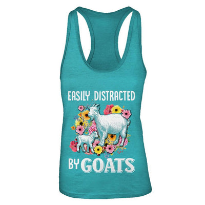 Easily Distracted By Goats-T-Shirt & Tank Top-Women's Ideal Racerback Tank-Tahiti Blue