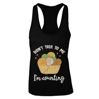 Don't Talk To Me I'm Counting Funny Knitting Crochet-T-Shirt & Tank Top-Women's Ideal Racerback Tank-Black