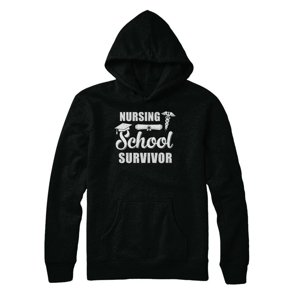Nurse Graduate Gifts Nursing School Survivor Gradution-T-Shirt & Hoodie-Pullover Hoodie-Black