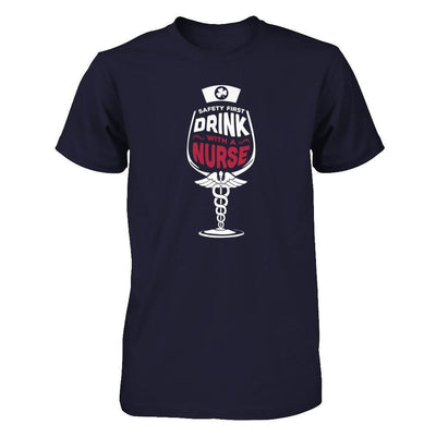 Irish Safety First Drink With A Nurse-T-Shirt & Hoodie-Premium T-Shirt-Midnight Navy