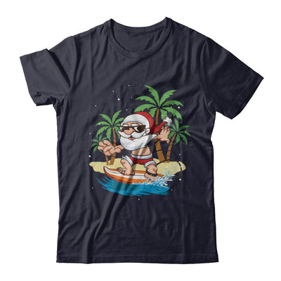 Funny Santa Surfing Hawaiian Summer Christmas-T-Shirt & Sweatshirt-Premium T-Shirt-Midnight Navy