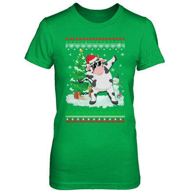 Santa Hat Cow Dabbing Christmas Ugly Sweater-T-Shirt & Sweatshirt-Women's T-Shirt-Irish Green