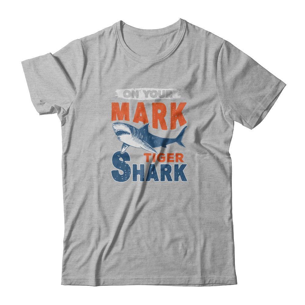 On Your Mark Tiger Shark Distressed-T-Shirt & Tank Top-Premium T-Shirt-Heather Gray