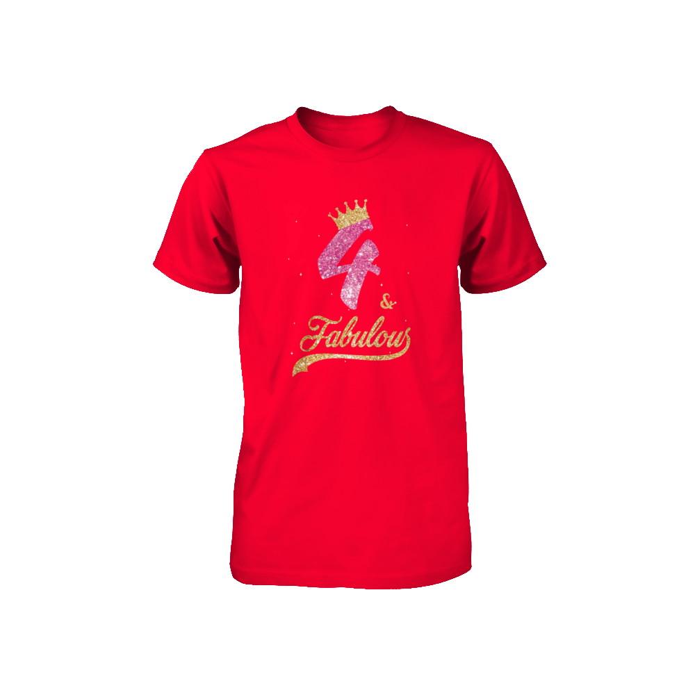 4Th And Fabulous Four Birthday Youth-Youth Shirt-Youth T-Shirt-Red