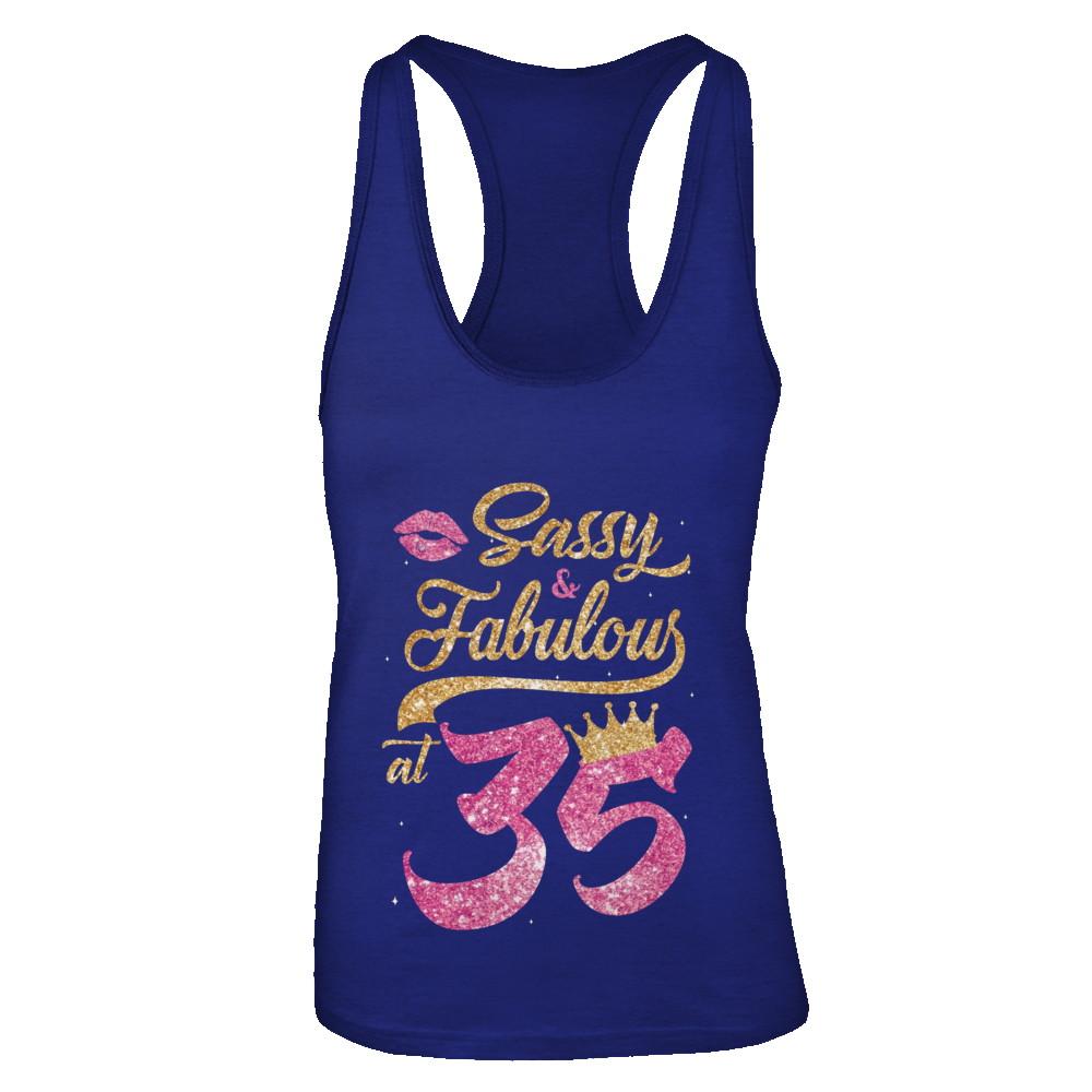 Sassy And Fabulous At 35th 1986 Birthday Gift-T-Shirt & Tank Top-Women's Ideal Racerback Tank-Royal