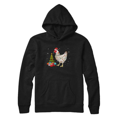 Vintage Chicken Merry Christmas Light Led-T-Shirt & Hoodie-Pullover Hoodie-Black
