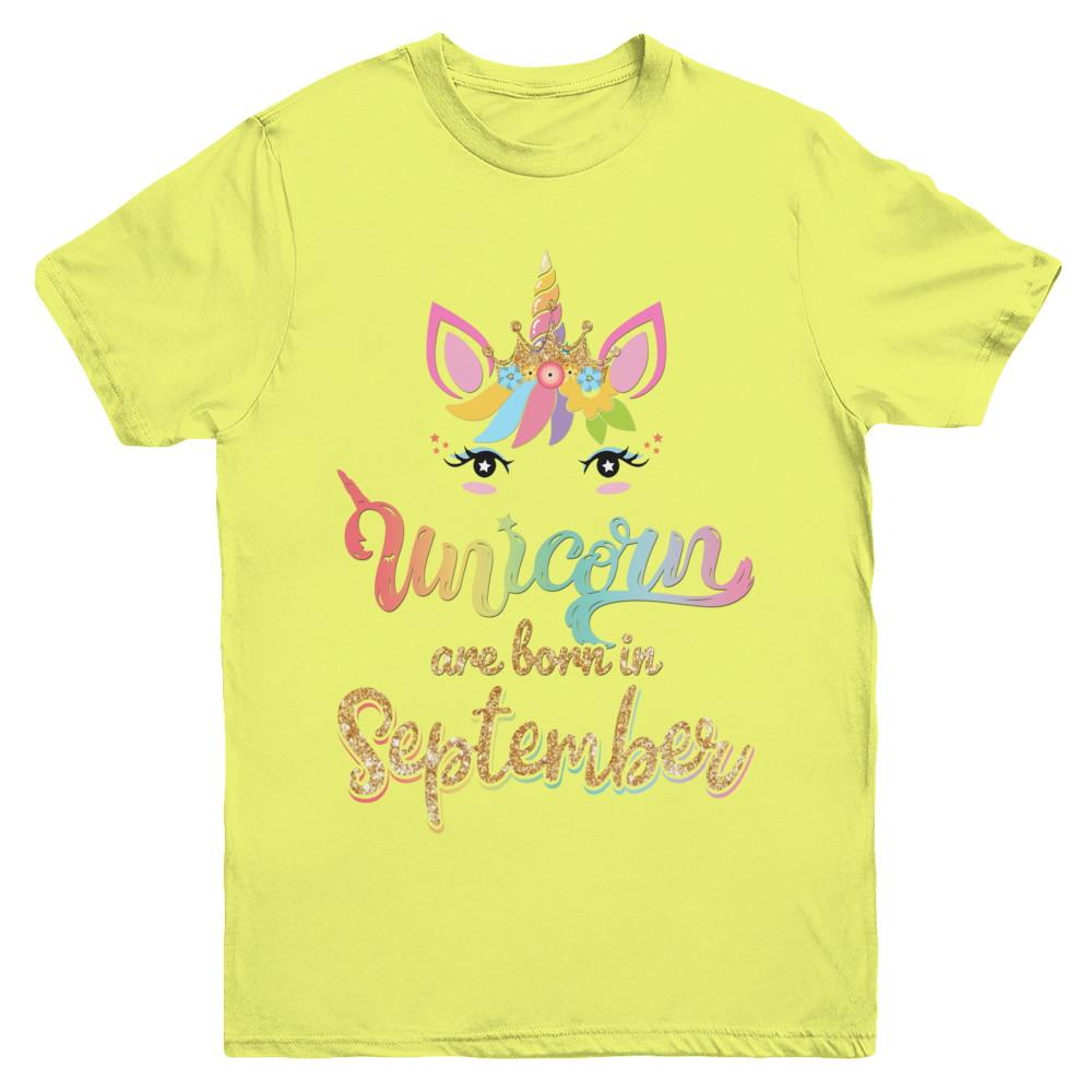 Cute Unicorns Are Born In September Birthday Gift Youth-Youth Shirt-Youth T-Shirt-Daisy