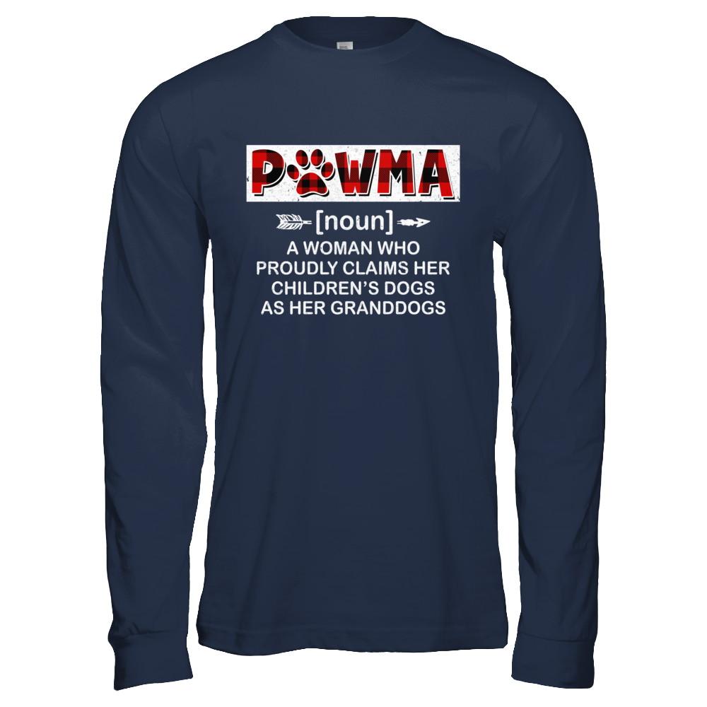 Pawma Buffalo Plaid Mom Proudly Claims Her Children's Dogs-T-Shirt & Hoodie-Long Sleeve T-Shirt-Navy