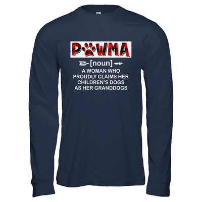 Pawma Buffalo Plaid Mom Proudly Claims Her Children's Dogs-T-Shirt & Hoodie-Long Sleeve T-Shirt-Navy