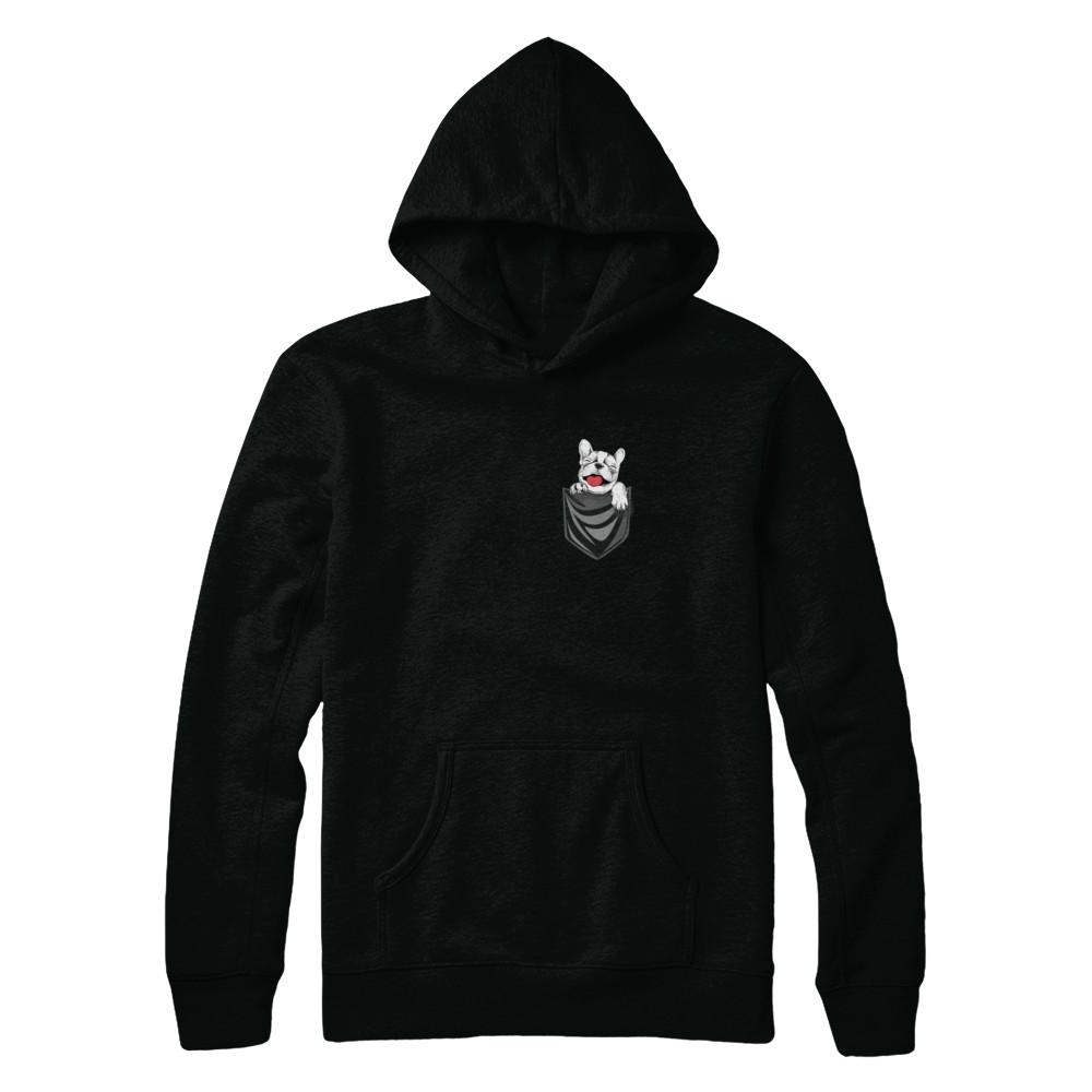 Funny Pocket French Bulldog Frenchie Dog Gift-T-Shirt & Hoodie-Pullover Hoodie-Black