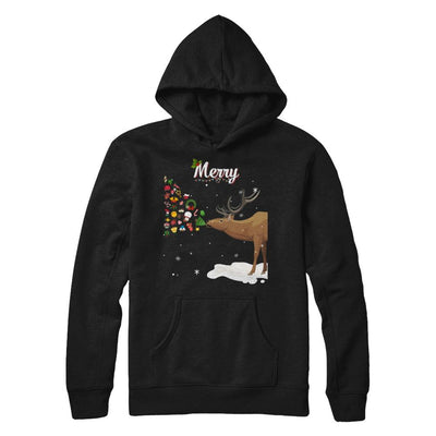 Couples Sick Reindeer Funny Ugly Merry Christmas Sweater-T-Shirt & Sweatshirt-Pullover Hoodie-Black
