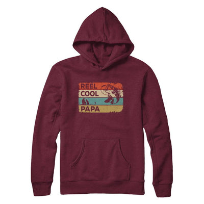 Vintage Reel Cool Papa Fish Fishing Fathers Day-T-Shirt & Hoodie-Pullover Hoodie-Maroon