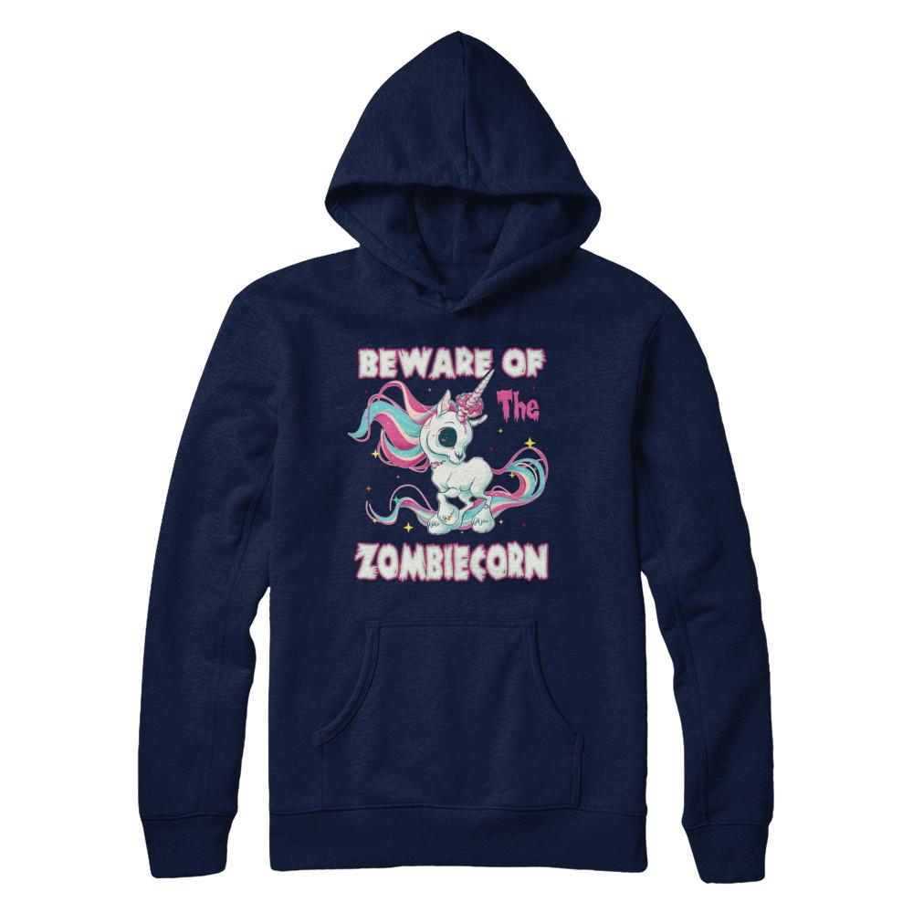 Beware Of The Zombiecorn Unicorn-T-Shirt & Sweatshirt-Pullover Hoodie-Navy