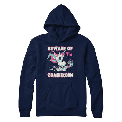 Beware Of The Zombiecorn Unicorn-T-Shirt & Sweatshirt-Pullover Hoodie-Navy