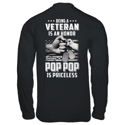 Being A Veteran Is An Honor Being A Pop Pop Is Priceless-T-Shirt & Hoodie-Long Sleeve T-Shirt-Black