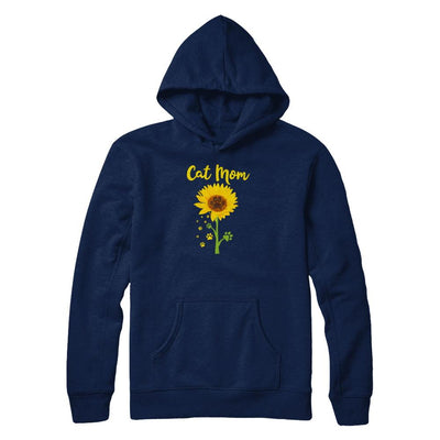 Funny Sunflower Cat Mom Paw Lover Mothers Day-T-Shirt & Tank Top-Pullover Hoodie-Navy