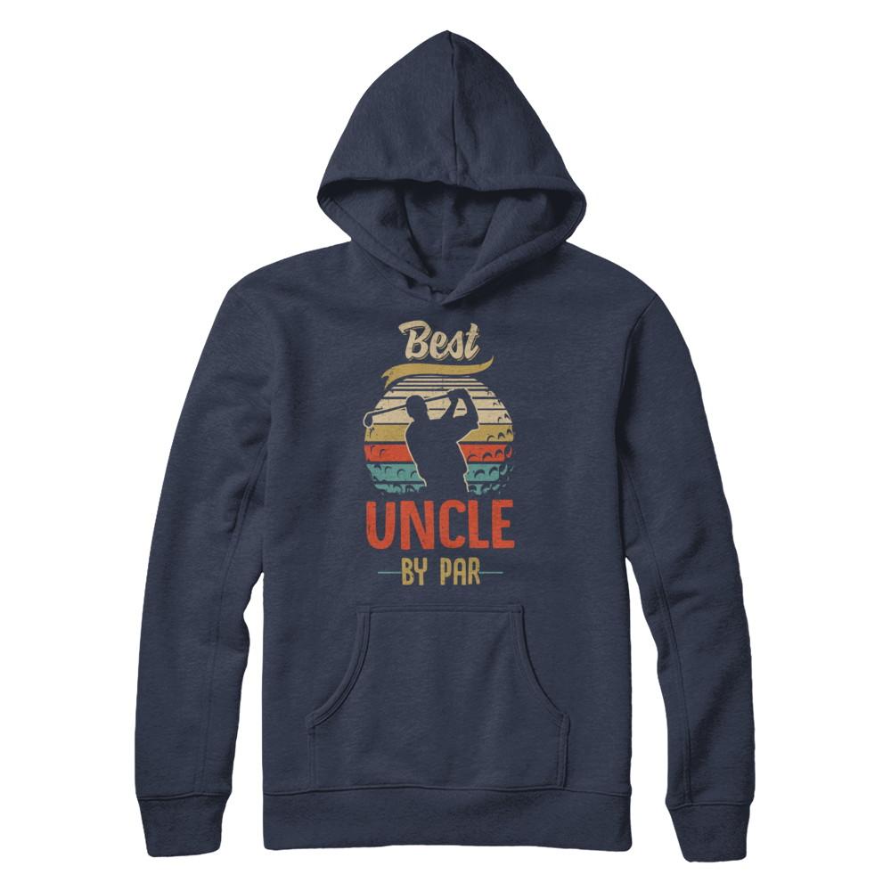 Vintage Best Uncle By Par Fathers Day Funny Golf Gift-T-Shirt & Hoodie-Pullover Hoodie-Navy