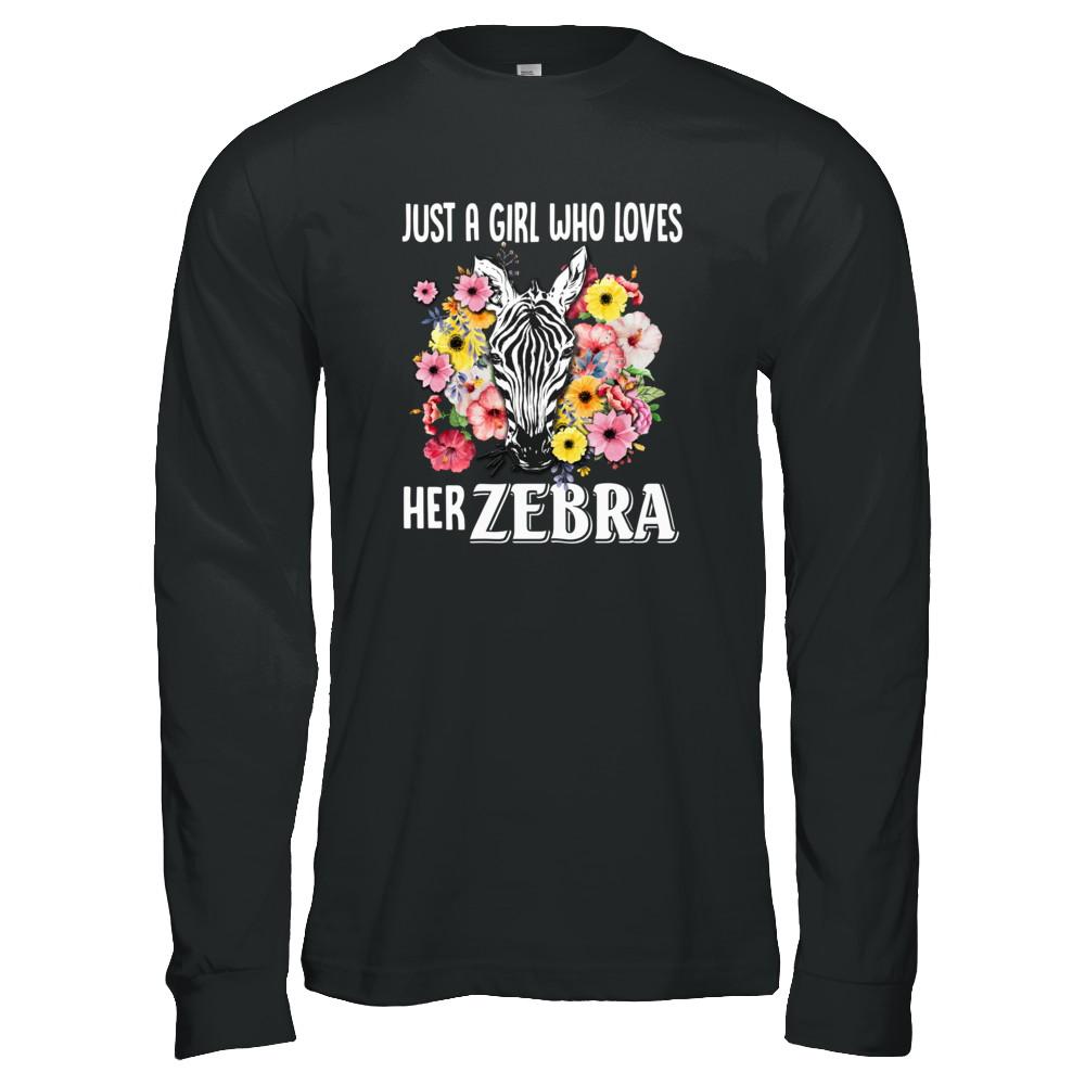 Just A Girl Who Loves Her Zebra-T-Shirt & Tank Top-Long Sleeve T-Shirt-Black