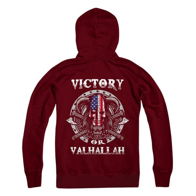 American US Flag Victory or Valhalla Viking-T-Shirt & Hoodie-Pullover Hoodie-Maroon