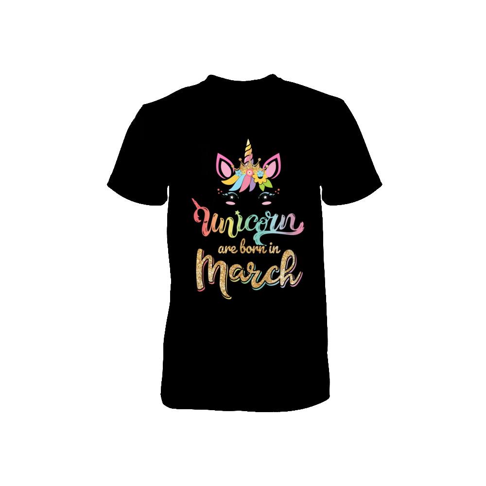 Cute Unicorns Are Born In March Birthday Gift Youth-Youth Shirt-Toddler T-Shirt-Black