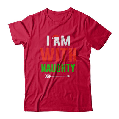 I'm With Naughty Matching Christmas Couples Pajamas-T-Shirt & Sweatshirt-Classic T-Shirt-Red