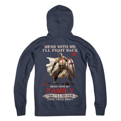 Knight American Mess With Me I'll Fight Back Mess With My Family-T-Shirt & Hoodie-Pullover Hoodie-Navy