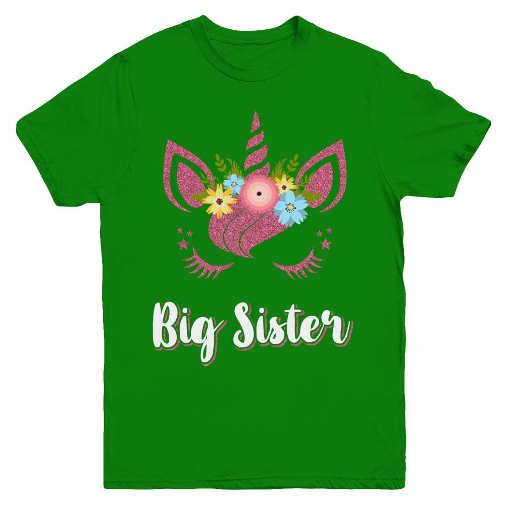 Unicorn Big Sister I'm Going To Be A Big Sister Youth-Youth Shirt-Youth T-Shirt-Irish Green