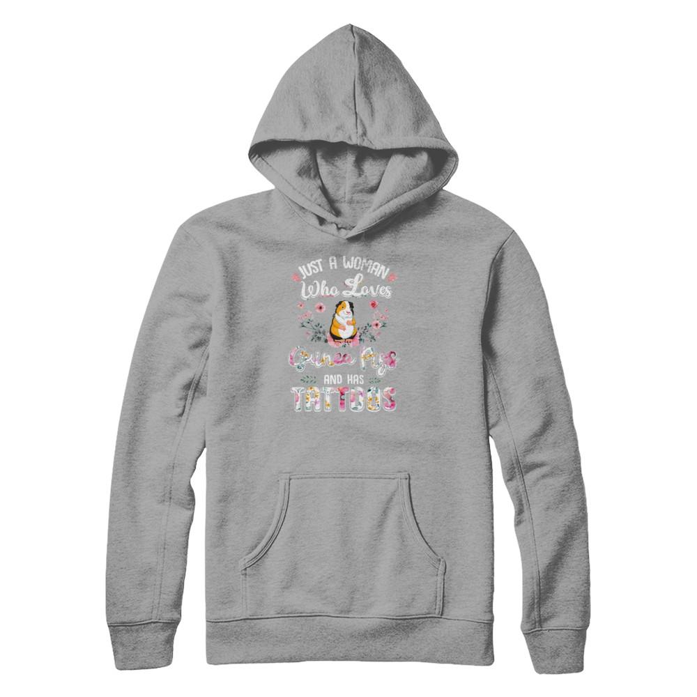Just A Woman Who Loves Guinea Pigs And Has Tattoos-T-Shirt & Tank Top-Pullover Hoodie-Light Steel