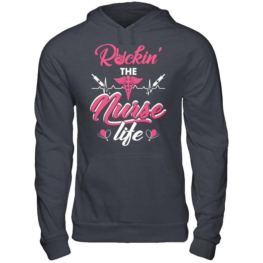 Rockin' The Nurse Life-T-Shirt & Hoodie-Pullover Hoodie-Dark Heather