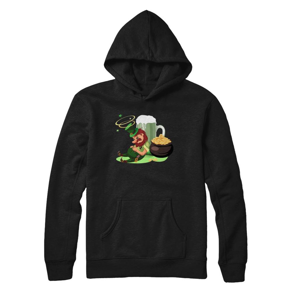 Leprechaun Drinking Green Beer Saint Patricks Day-T-Shirt & Hoodie-Pullover Hoodie-Black