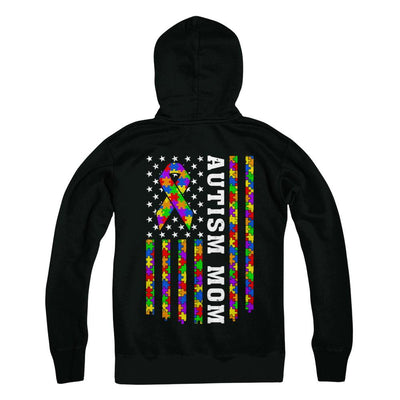 Proud Autism Mom Us Flag Autistic Mommy Mothers Day-T-Shirt & Hoodie-Hanes - Heavyweight Pullover Hoodie-Black