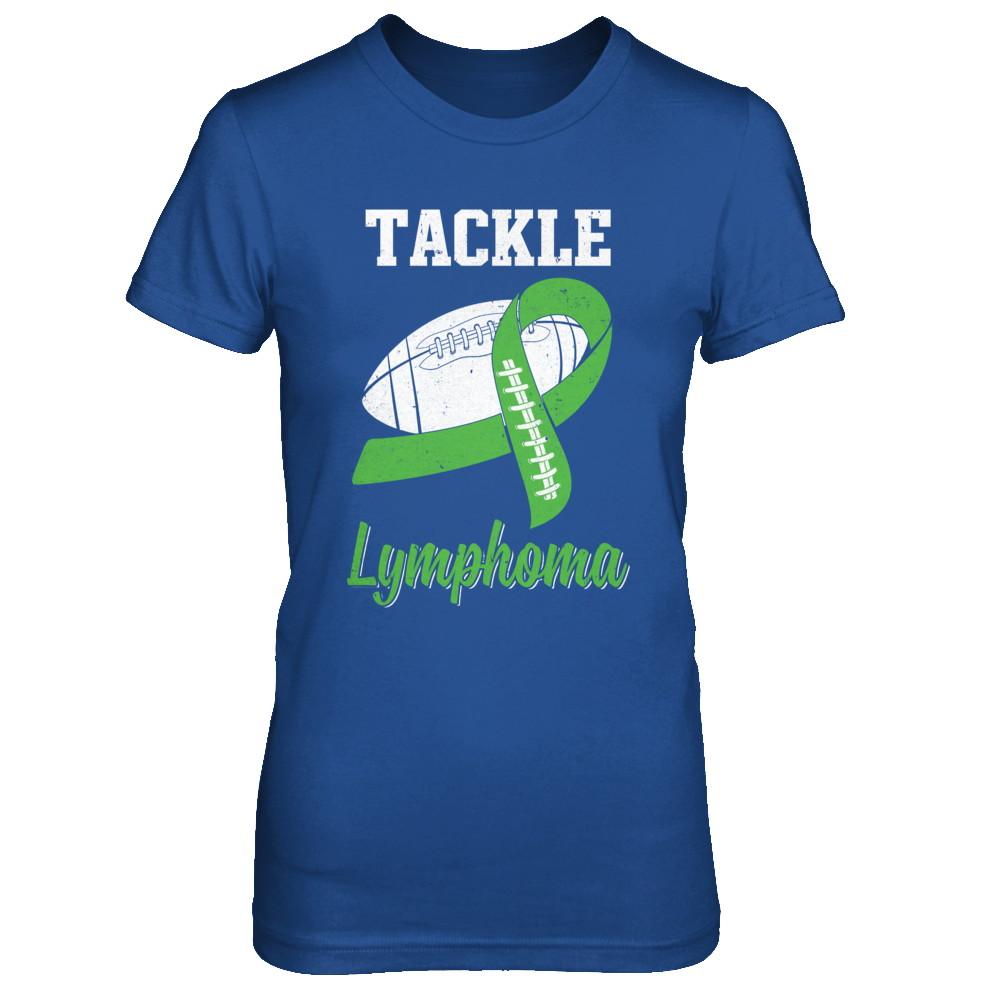 Football Survivor Tackle Green Lymphoma Awareness-T-Shirt & Hoodie-Women's T-Shirt-Royal