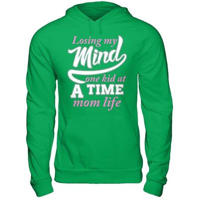 Losing My Mind One Kid At A Time Mom Life-T-Shirt & Hoodie-Pullover Hoodie-Irish Green