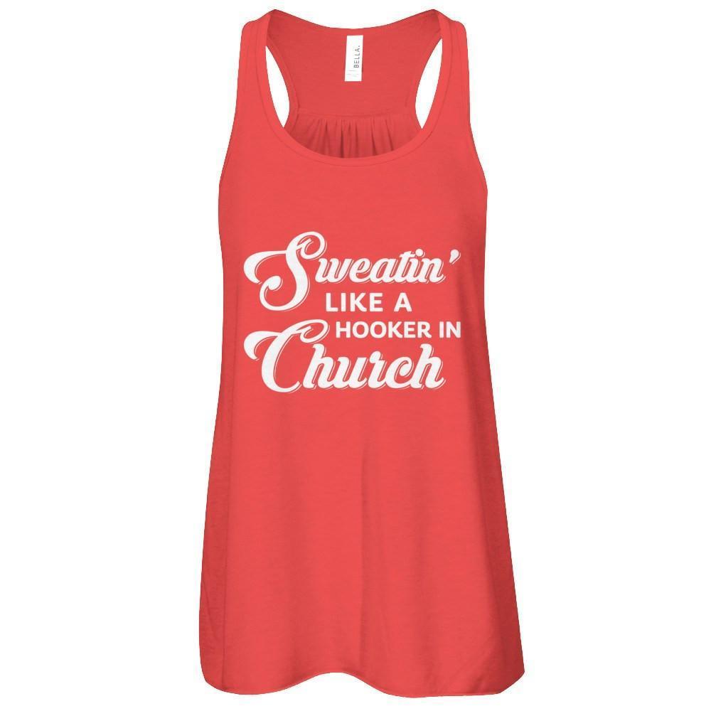 Sweatin' Like A Hooker In Church-T-Shirt & Tank Top-Women's Flowy Racerback Tank-Red