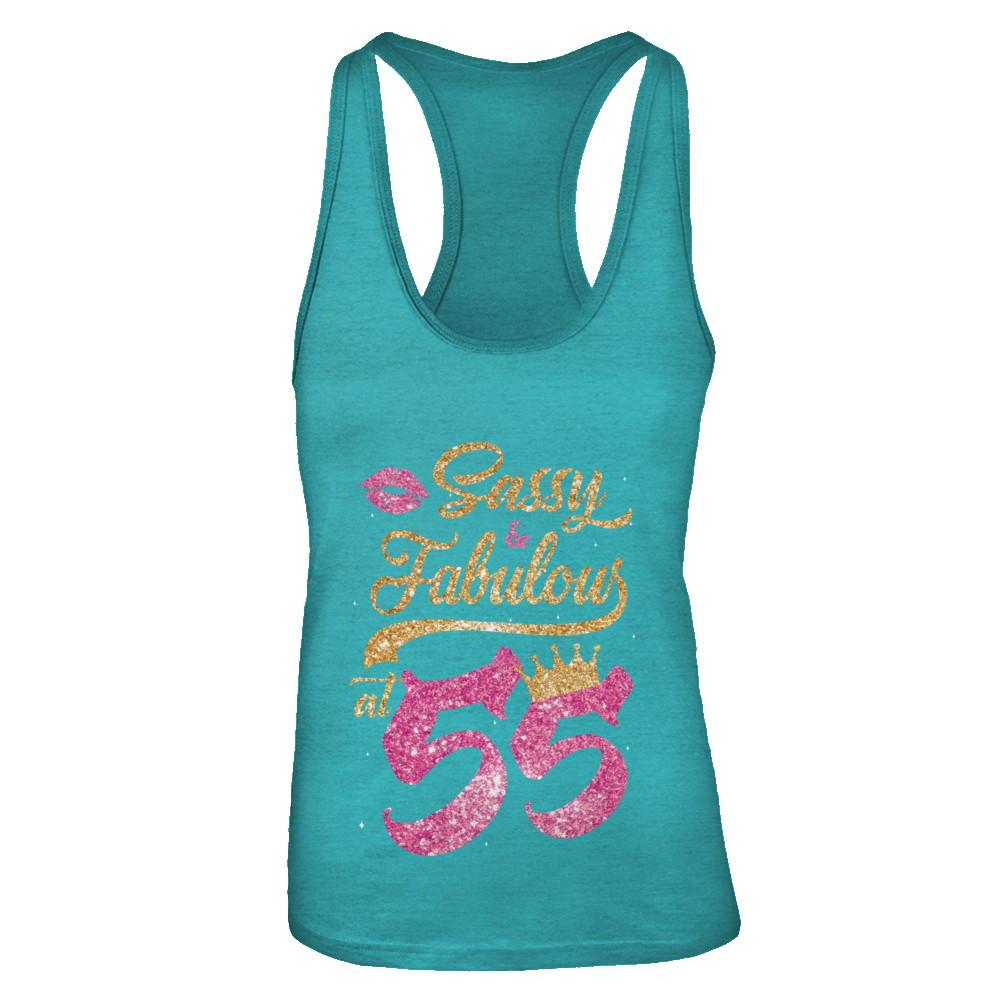 Sassy And Fabulous At 55th 1966 Birthday Gift-T-Shirt & Tank Top-Women's Ideal Racerback Tank-Tahiti Blue