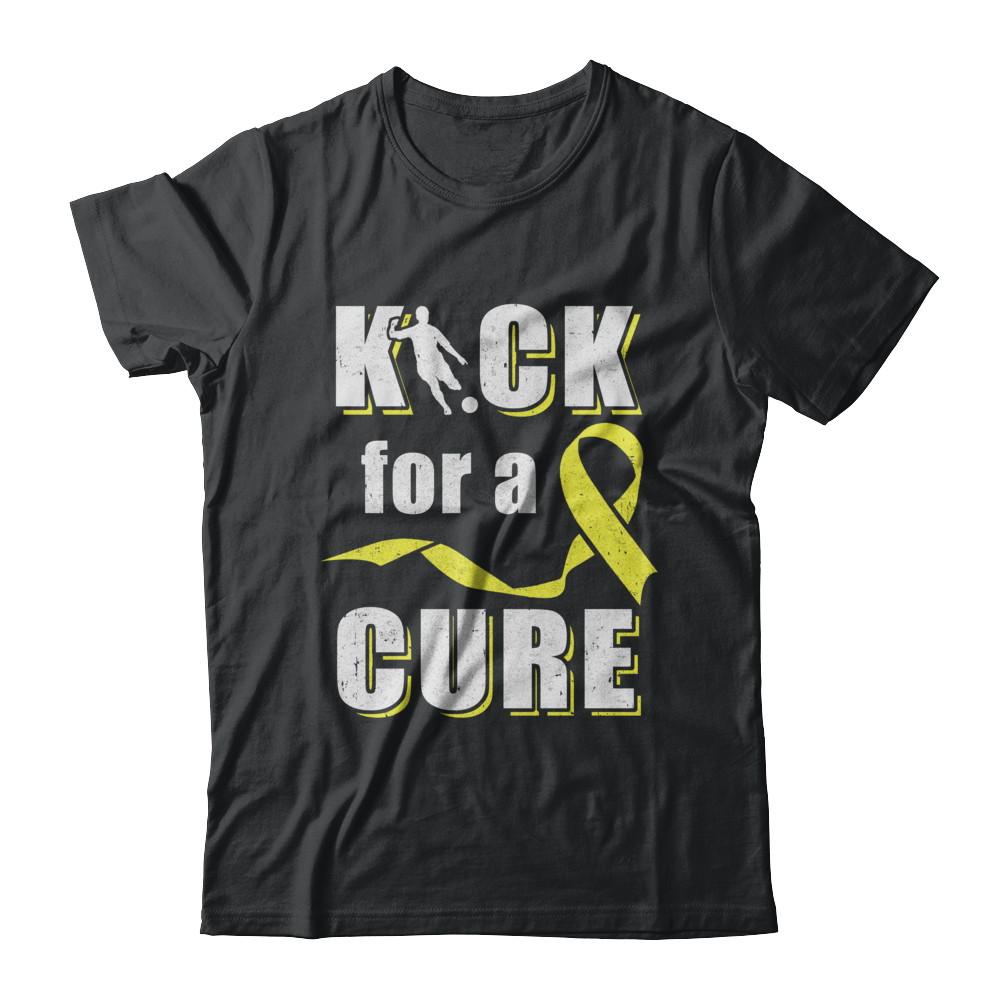 Kick For A Cure Soccer Yellow Childhood Cancer Awareness-T-Shirt & Hoodie-Classic T-Shirt-Black