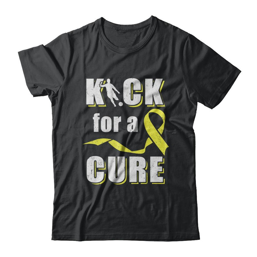 Kick For A Cure Soccer Yellow Childhood Cancer Awareness-T-Shirt & Hoodie-Classic T-Shirt-Black