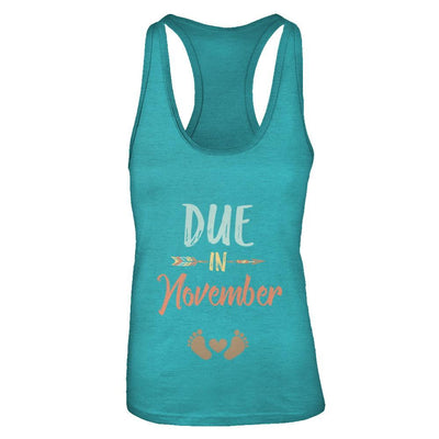 Due Date November 2021 Announcement Mommy Bump Pregnancy-T-Shirt & Tank Top-Women's Ideal Racerback Tank-Tahiti Blue