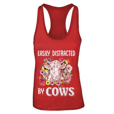 Easily Distracted By Cows-T-Shirt & Tank Top-Women's Ideal Racerback Tank-Red