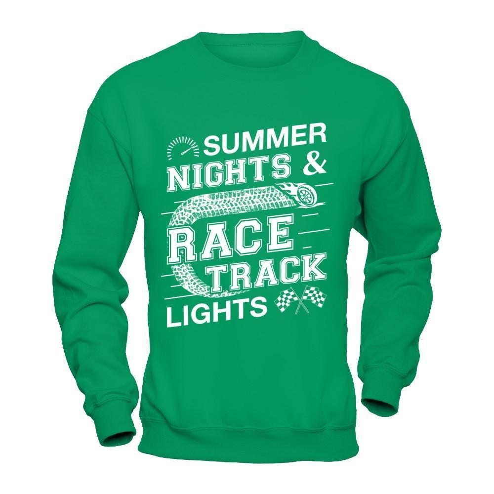 Summer Nights Race Track Lights-T-Shirt & Hoodie-Crewneck Sweatshirt-Irish Green
