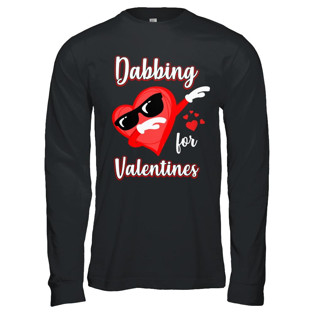 Dabbing For Valentines Day Cute Funny Heart Love-T-Shirt & Hoodie-Long Sleeve T-Shirt-Black
