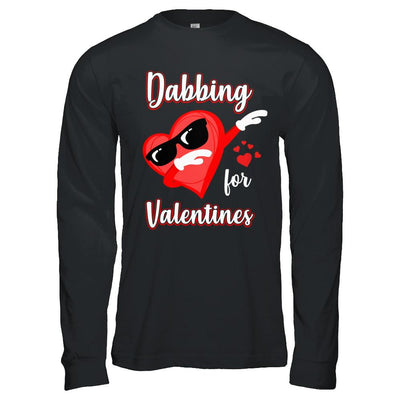 Dabbing For Valentines Day Cute Funny Heart Love-T-Shirt & Hoodie-Long Sleeve T-Shirt-Black